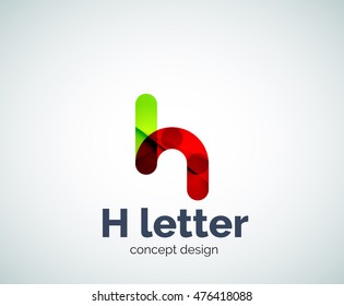 Modelo de logotipo de letra geométrica H abstrata. Composição de elementos de onda transparente sobrepostos