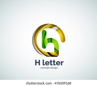 Resumen de la plantilla de logotipo de letras geométricas H. Sobreposición de la composición de elementos de onda transparentes