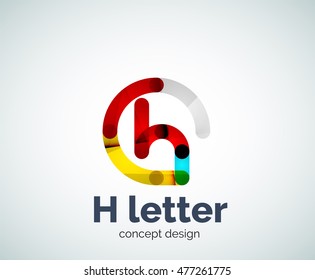 Abstrakte Vorlage für das Logo für geometrische H-Buchstaben. Überschneidungen bei der Zusammensetzung transparenter Wellenelemente