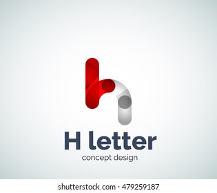 Resumen de la plantilla de logotipo de letras geométricas H. Sobreposición de la composición de elementos de onda transparentes