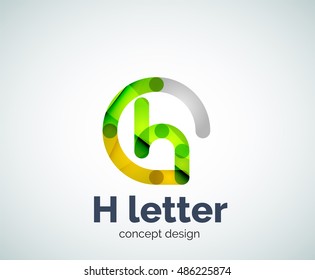 Abstrakte Vorlage für das Logo für geometrische H-Buchstaben. Überschneidungen bei der Zusammensetzung transparenter Wellenelemente