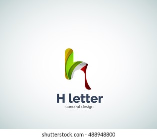 Resumen de la plantilla de logotipo de letras geométricas H. Sobreposición de la composición de elementos de onda transparentes
