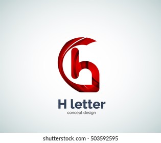 Abstrakte Vorlage für das Logo für geometrische H-Buchstaben. Überschneidungen bei der Zusammensetzung transparenter Wellenelemente
