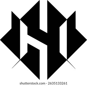 Abstract H Icon Geometric Edge Tech Design