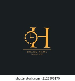 Abstract H initial letter icon logo incorporated with clock