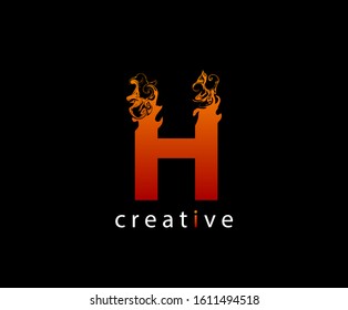 Abstract H Letter Flame Logo Icon