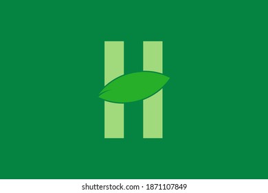 Abstract H letter and leaf logo design vector