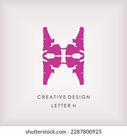 el logotipo de la letra H abstracta, un logotipo único y artístico, también tiene fuerza en cada esquina