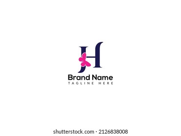 Abstract H letter modern initial lettermarks butterfly logo design