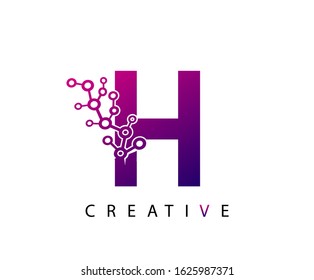 Abstract H Letter , Molecules H Technology Logo Design.