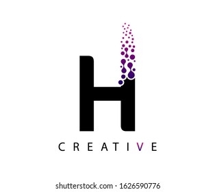 Abstract H Letter , Molecules H technology logo design.