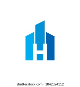 Resumen del vector de la ciudad H, logotipo inmobiliario