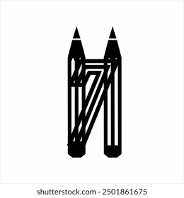 Abstract H7 logo design with pencil concept.