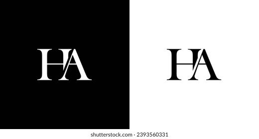 Abstract HA Alphabet initial Letter Monogram Icon Logo vector illustration in black and white color