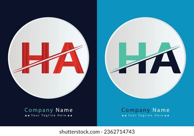 Abstrakte Design-Vorlage für HA-Buchstaben. Vektorlogo-Illustration.