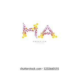 Abstract HA Letter Trendy Gradation Techno Hexagon Honeycomb Logotype
