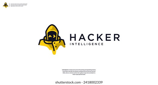 Abstract Hacker logo badge. Icon vector cyberspace with character style logo design