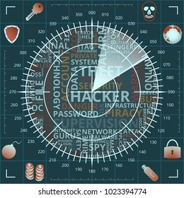 Abstract hacker radar screen of teal and brown shades