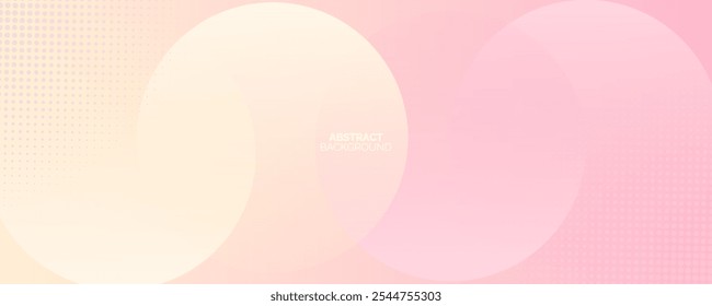 Abstract hafltone background. Minimalist banner background, pastel colorful, pink and yellow gradations. Circle effect style geometric, Modern circle lines pattern.