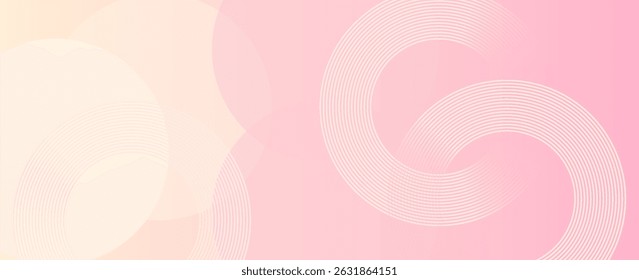 Fundo de hafltone abstrato. Fundo de banner minimalista, pastel colorido, rosa e gradações amarelas. Estilo de efeito de círculo geométrico, padrão de linhas de círculo Moderno.