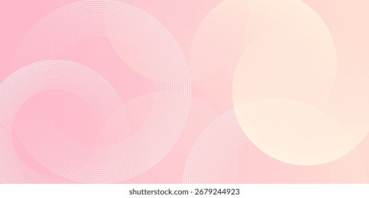 Fundo de hafltone abstrato. Fundo de banner minimalista, pastel colorido, rosa e gradações amarelas. Estilo de efeito de círculo geométrico, padrão de linhas de círculo Moderno.