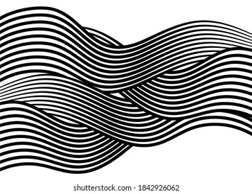 Abstract hair from black lines on a white background. Modern striped vector background
