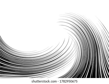 
Resumen de rizos capilares de delgadas líneas negras sobre fondo blanco Patrón vectorial moderno