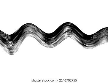 Abstract hair wave from thin black lines on a white background. Abstract pattern. Vector black and white background.