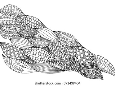 Abstract hair zentangle pattern, page for adult colouring book, doodle vector design
