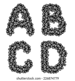 abstract hairy waves doodle monochrome leaf font