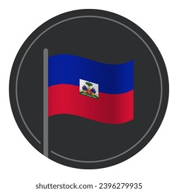 Abstract Haiti Flag Flat Icon in Circle Isolated on White Background