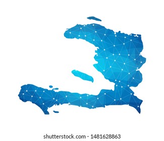 Abstract Haiti Map geometric rumpled triangular low poly style gradient graphic on white background , line dots polygonal design for your . Vector illustration eps 10