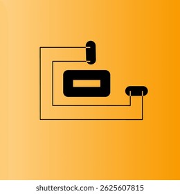 Abstractas elemento de diseño de forma de media caja. Vector con logo de color naranja