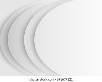 abstract half circle blank paper white and gray tone vector background, wave overlapping with shadow modern concept, space for text or message web and book design