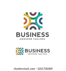 abstract half circle color logo design