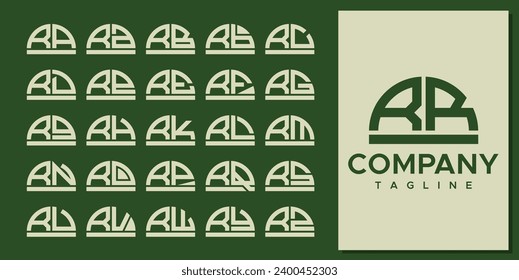 Abstract half circle letter R RR logo design set