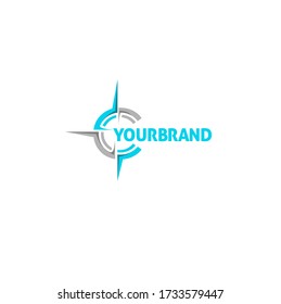 abstract half compass vector logo 