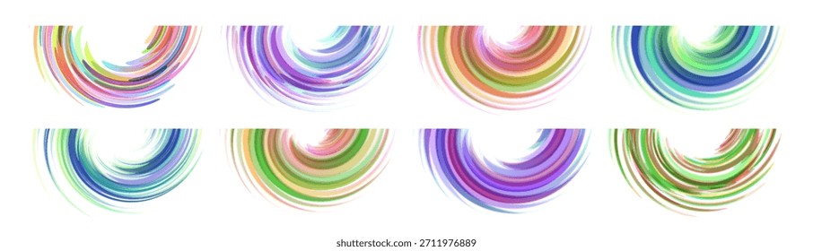 Metade do elemento de design abstrato. Linhas curvas. Rotação e movimento giratório. Efeito dinâmico. Ilustração vetorial. 