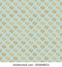 Abstract half drop repeate golden metallic spiral mofit seamless pattern background