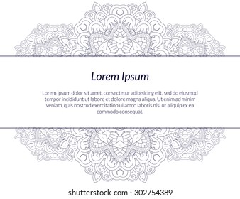 Abstract half mandala border. Floral design element. Vector illustration.