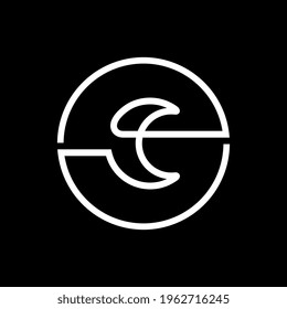 Abstract Half Moon Moon Logo Template, Crescent Moon Line Icon Design - Vector