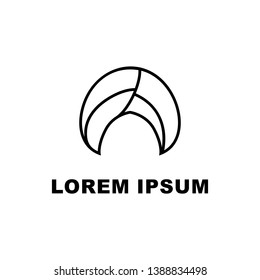 Abstract half moon in monoline ogo