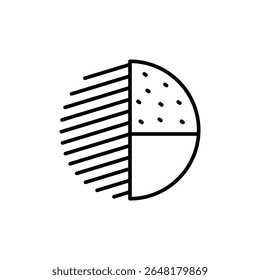 Abstract Half Segment Circle With Lines And Dotted Quarter Division