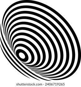 Abstract half spherical striped optical art design element.