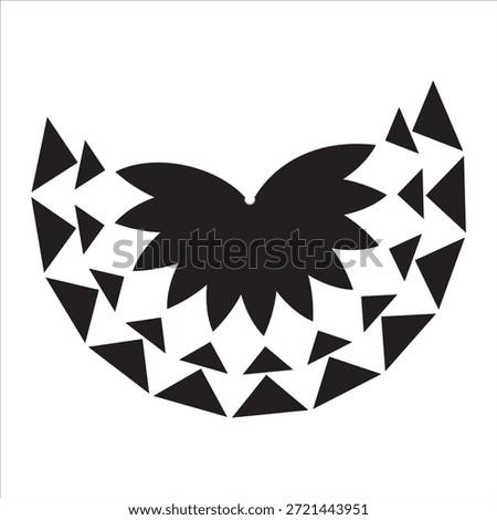 Abstract Half-Circle Burst with Geometric Triangles. Dynamic Explosion and Digital Element.