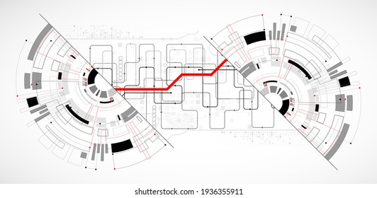 Abstract half-circle technology circuit board. Communication concept.