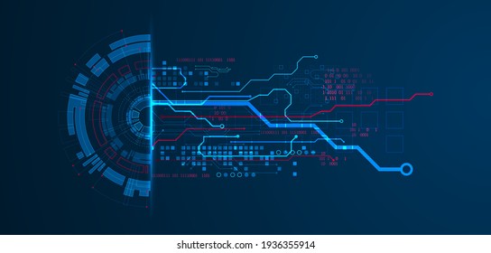 Abstract half-circle technology circuit board. Communication concept.