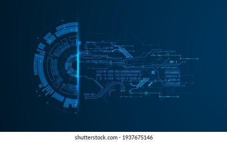 Resumen de la tarjeta de circuito de tecnología de semicírculo. Concepto de comunicación.