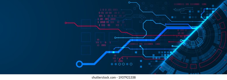 Abstract half-circle technology circuit board. Communication concept.