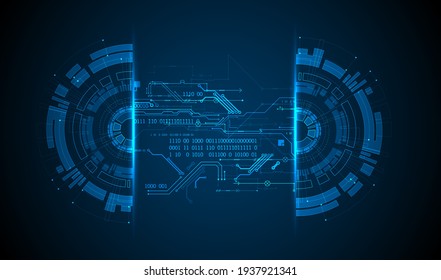 Abstract half-circle technology circuit board. Communication concept.